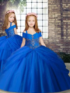 Chiffon Sleeveless Floor Length Pageant Gowns For Girls and Beading