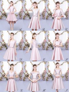 Baby Pink Lace Up Dama Dress for Quinceanera Ruching Sleeveless High Low