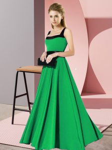 Low Price Green Quinceanera Court Dresses Wedding Party with Belt Square Sleeveless Zipper