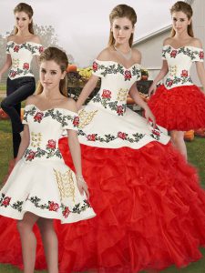 Wonderful Sleeveless Lace Up Floor Length Embroidery and Ruffles Vestidos de Quinceanera