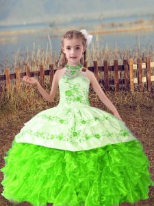 Sleeveless Organza Lace Up Child Pageant Dress for Wedding Party