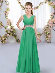 Hot Selling Turquoise Sleeveless Chiffon Lace Up Dama Dress for Wedding Party