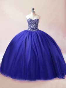 Royal Blue Sweetheart Lace Up Beading Quinceanera Gowns Sleeveless