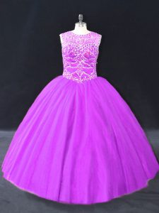 Customized Sleeveless Beading Lace Up Quinceanera Gowns