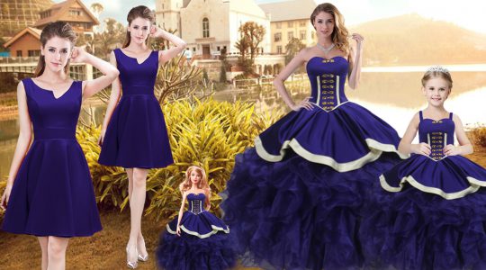 Dynamic Purple Lace Up Sweetheart Ruffles Sweet 16 Dresses Organza Sleeveless