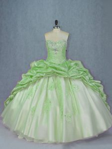 Hot Selling Sweetheart Sleeveless Quinceanera Gown Brush Train Beading and Appliques and Pick Ups Organza and Taffeta