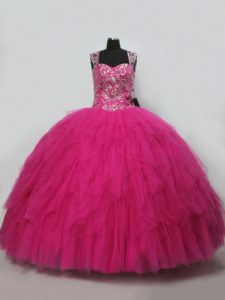 Custom Designed Sleeveless Beading and Ruffles Lace Up Ball Gown Prom Dress