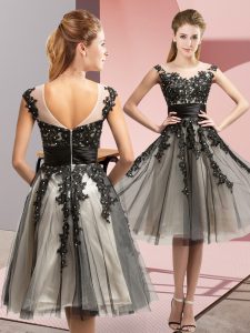 Fantastic Empire Court Dresses for Sweet 16 Black Scoop Tulle Sleeveless Knee Length Zipper