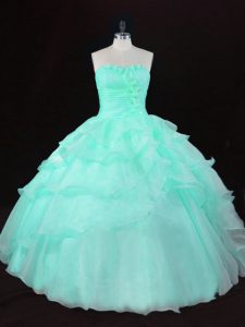 Floor Length Ball Gowns Sleeveless Apple Green Quinceanera Gown Lace Up