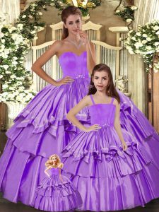 Graceful Taffeta Sleeveless Floor Length 15 Quinceanera Dress and Ruffled Layers