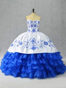 Sleeveless Embroidery and Ruffled Layers Lace Up Quinceanera Dresses