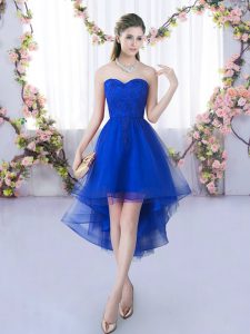 Tulle Sleeveless High Low Court Dresses for Sweet 16 and Lace