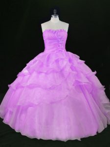 Floor Length Lavender Sweet 16 Dress Sweetheart Sleeveless Lace Up