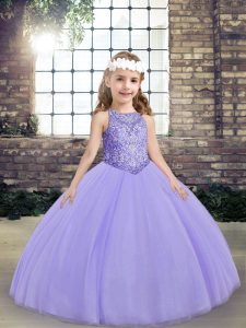 Lavender Scoop Lace Up Beading Little Girls Pageant Dress Wholesale Sleeveless