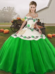 Glittering Sleeveless Lace Up Floor Length Embroidery Quinceanera Dress