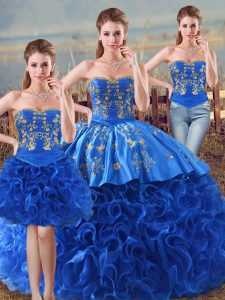 Cheap Floor Length Royal Blue Sweet 16 Quinceanera Dress Sweetheart Sleeveless Lace Up