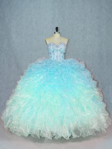 Multi-color Sweetheart Neckline Beading and Ruffles Quinceanera Gowns Sleeveless Lace Up