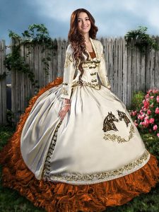 Satin and Organza Sleeveless Floor Length 15 Quinceanera Dress and Beading and Embroidery