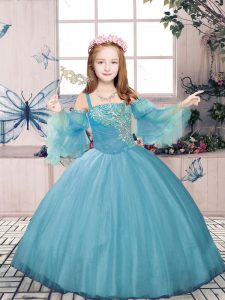 Sleeveless Beading Lace Up Little Girls Pageant Gowns