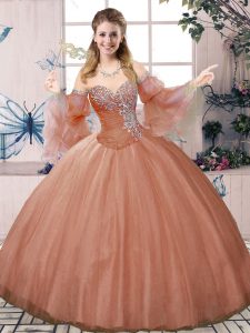 Captivating Sweetheart Sleeveless Tulle 15th Birthday Dress Beading Lace Up