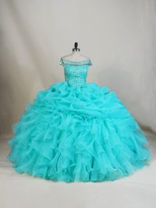 Exceptional Organza Sleeveless Floor Length 15th Birthday Dress and Beading and Ruffles