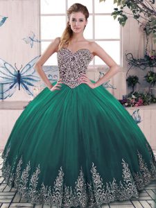 Stylish Green Lace Up Vestidos de Quinceanera Beading and Embroidery Sleeveless