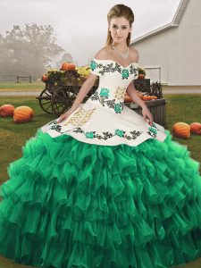 Free and Easy Sleeveless Embroidery and Ruffled Layers Lace Up Vestidos de Quinceanera