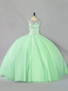Tulle Sleeveless Floor Length Quince Ball Gowns and Sequins