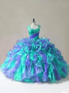 Most Popular Multi-color Sleeveless Organza Zipper 15 Quinceanera Dress for Sweet 16 and Quinceanera