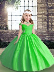 Best Sleeveless Beading Floor Length Child Pageant Dress