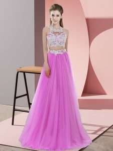 Tulle Sleeveless Floor Length Court Dresses for Sweet 16 and Lace