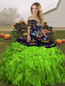 Off The Shoulder Sleeveless Lace Up Sweet 16 Quinceanera Dress Organza