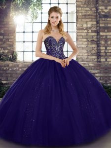 Attractive Floor Length Ball Gowns Sleeveless Purple 15 Quinceanera Dress Lace Up