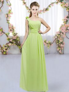 Spectacular Yellow Green Lace Up Court Dresses for Sweet 16 Hand Made Flower Sleeveless Floor Length