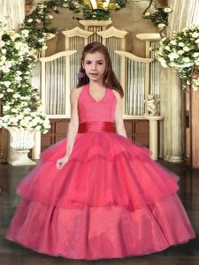 Discount Sleeveless Ruffled Layers Lace Up Kids Pageant Dress