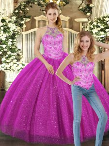 Lovely Sleeveless Lace Up Floor Length Beading Quinceanera Gowns