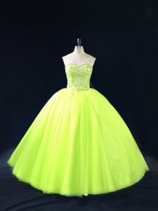 Hot Sale Sleeveless Beading Lace Up Quinceanera Gowns