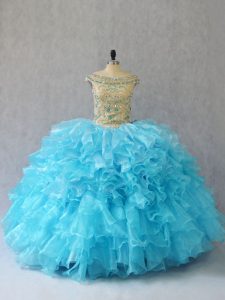 Sleeveless Ruffles Lace Up Quinceanera Gown