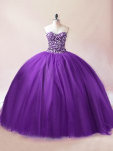 New Style Sweetheart Sleeveless Tulle 15 Quinceanera Dress Beading Lace Up