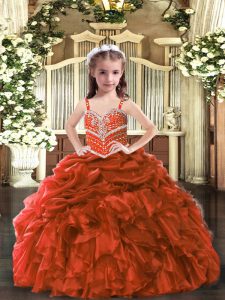 New Arrival Sleeveless Beading and Ruffles Lace Up Child Pageant Dress