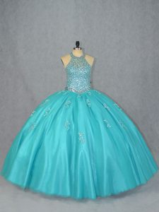 High Class Sleeveless Beading Lace Up Quinceanera Gown