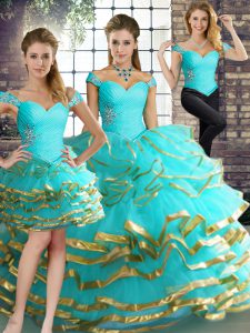 Super Tulle Sleeveless Floor Length Quinceanera Dresses and Beading and Ruffled Layers