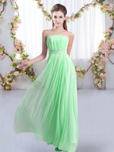 Apple Green Strapless Neckline Beading Quinceanera Dama Dress Sleeveless Lace Up