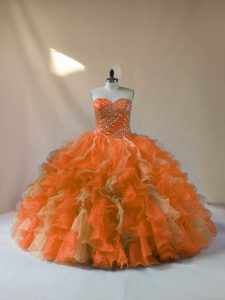 Organza Sleeveless Floor Length Vestidos de Quinceanera and Beading and Ruffles