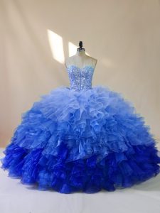 High Quality Floor Length Multi-color Sweet 16 Quinceanera Dress Organza Sleeveless Beading and Ruffles