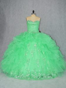 Fashionable Sleeveless Lace Up Floor Length Beading and Ruffles Quinceanera Dresses