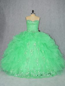 Fashionable Sleeveless Lace Up Floor Length Beading and Ruffles Quinceanera Dresses