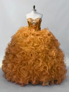 Beauteous Gold Sweet 16 Dresses Sweet 16 and Quinceanera with Sequins Sweetheart Sleeveless Lace Up