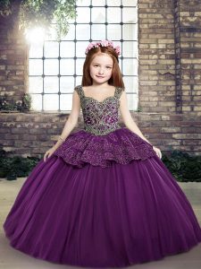 Sleeveless Beading and Appliques Lace Up Child Pageant Dress