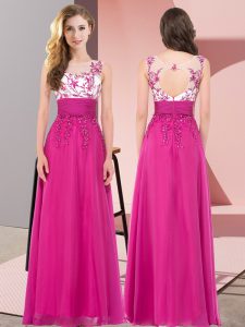 Sexy Empire Damas Dress Fuchsia Scoop Chiffon Sleeveless Floor Length Backless